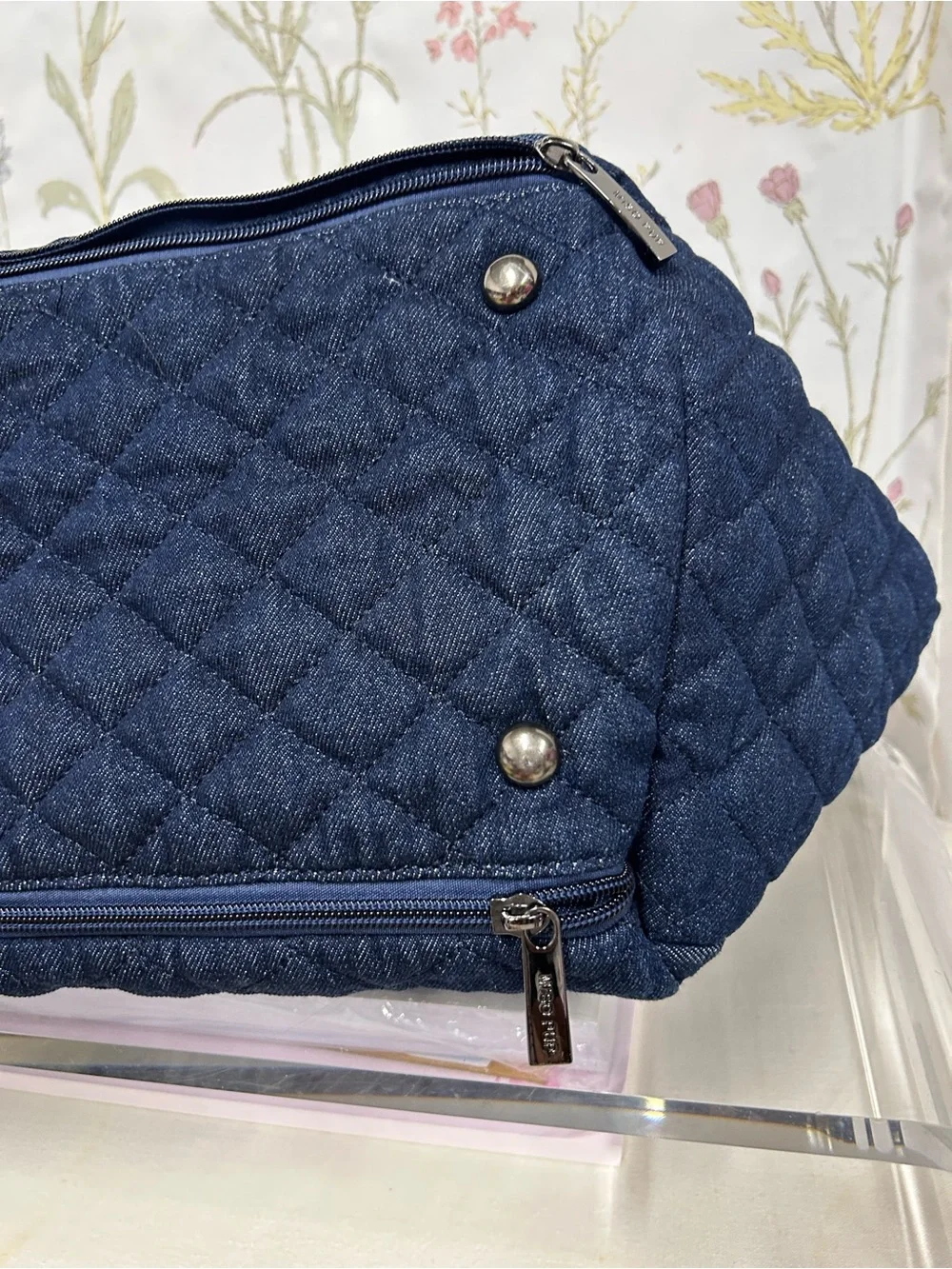 Quilted Navy Pet Carrier Tote with Shoulder Straps - Brand: